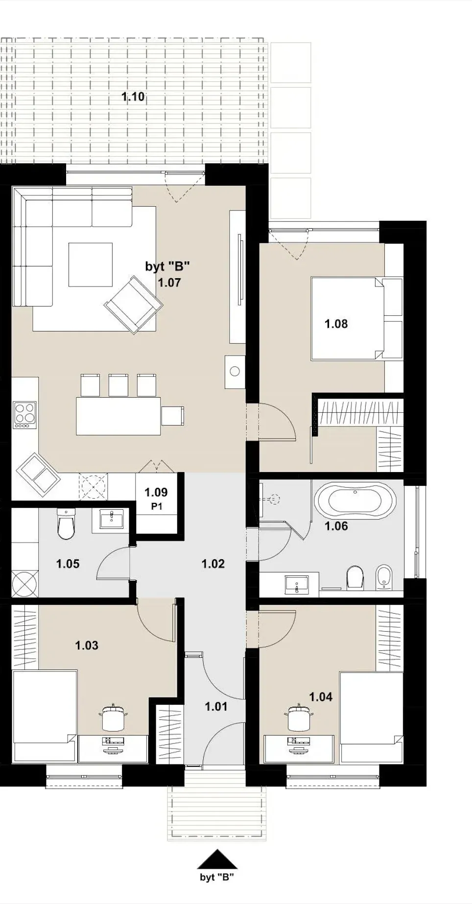 Pôdorys domu 1/B